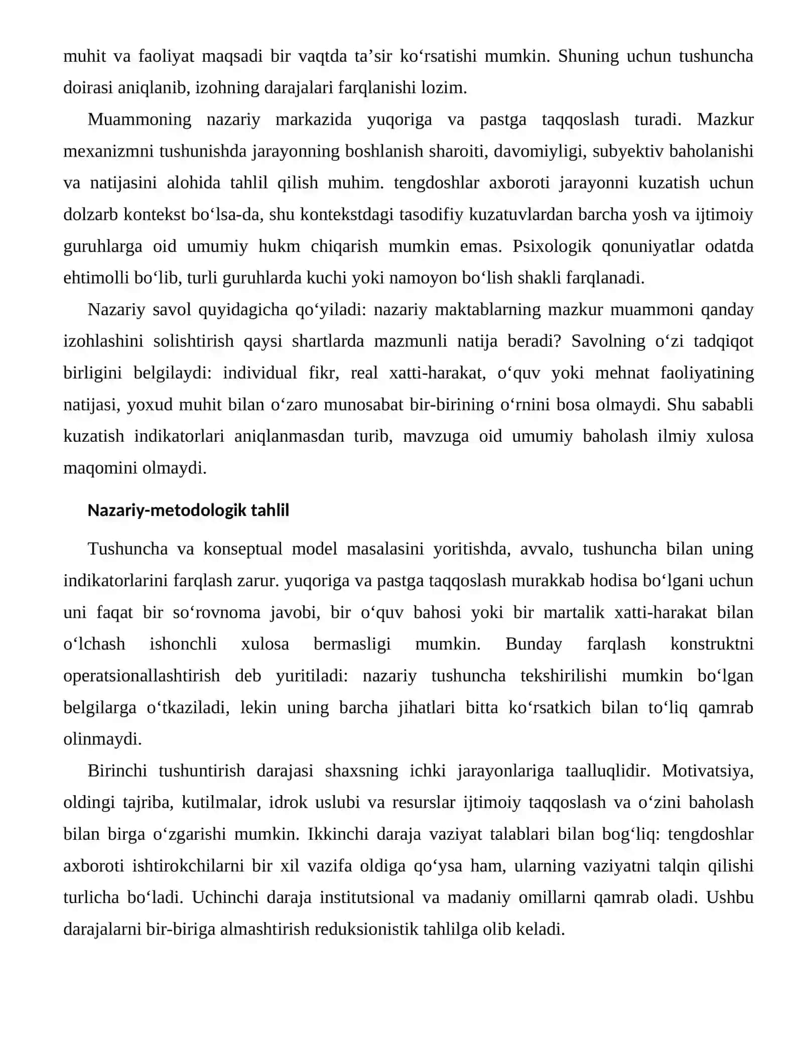 IJTIMOIY TAQQOSLASH VA O‘ZINI BAHOLASHNING NAZARIY ASOSLARI 2