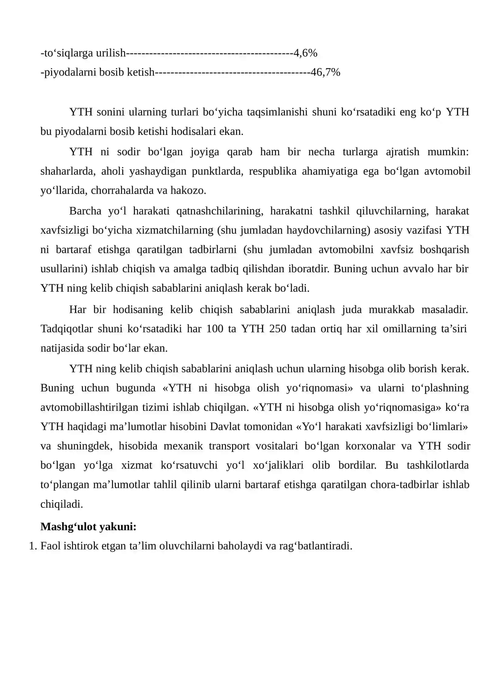Yo'l-transport hodisalari turlari 2