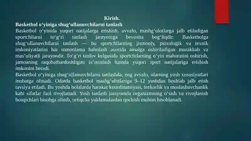 Basketbol o’yinida shugillanuvchilarning o’yin maxoratini oshirish 2