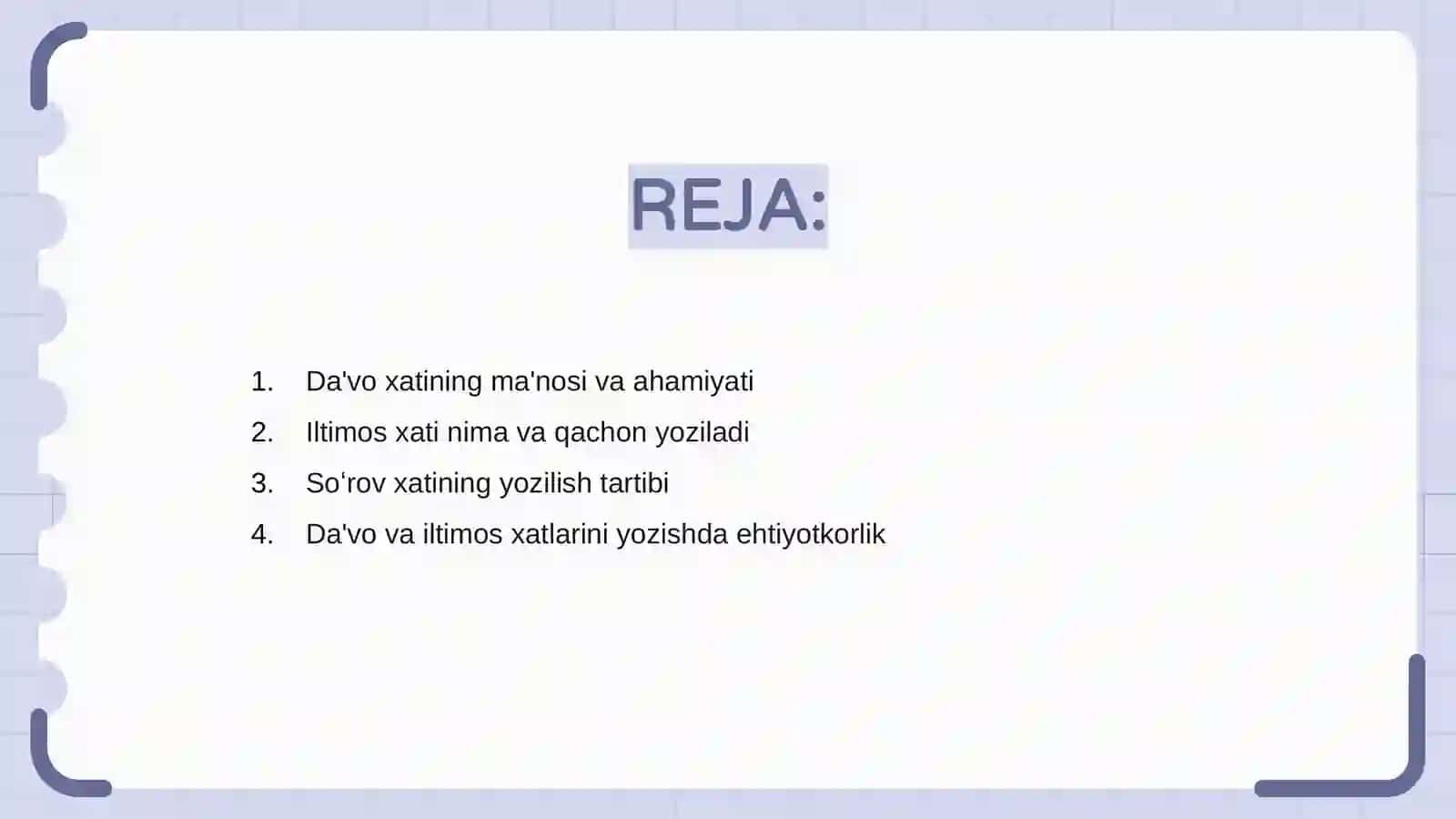 Da'vo xati, iltimos xati soʻrov xatining yozilish tartibi 2