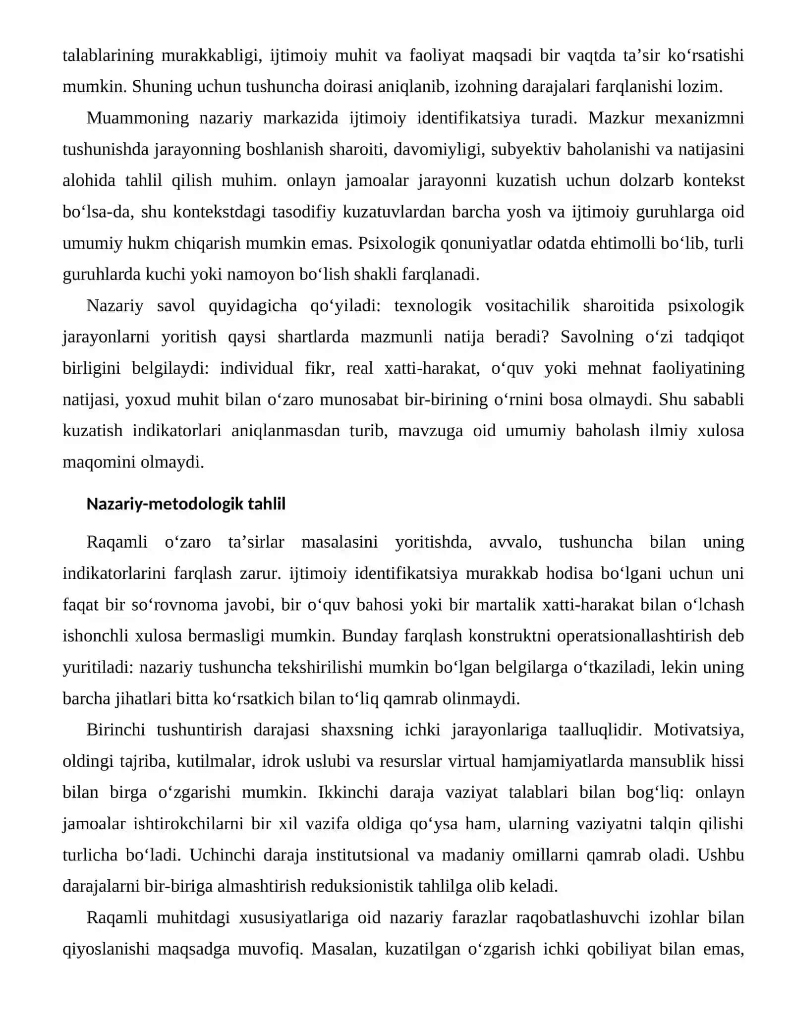 VIRTUAL HAMJAMIYATLARDA MANSUBLIK HISSI — RAQAMLI MUHITDAGI XUSUSIYATLARI 2