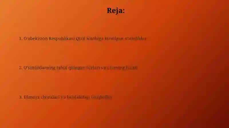 Oʻzbekiston Respublikasi Qizil kitobiga kiritilgan ósimliklar 2
