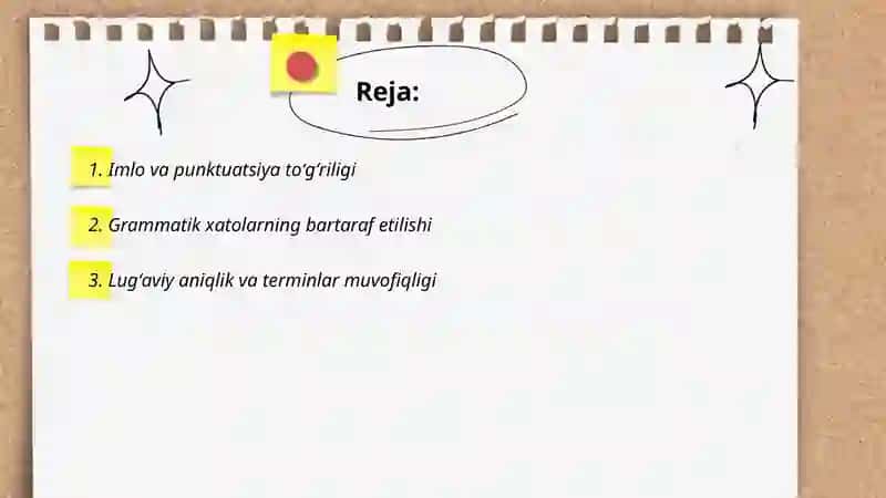 Yozma matining toʻgʻrilik aniqlik mantiqiylik sifati 2