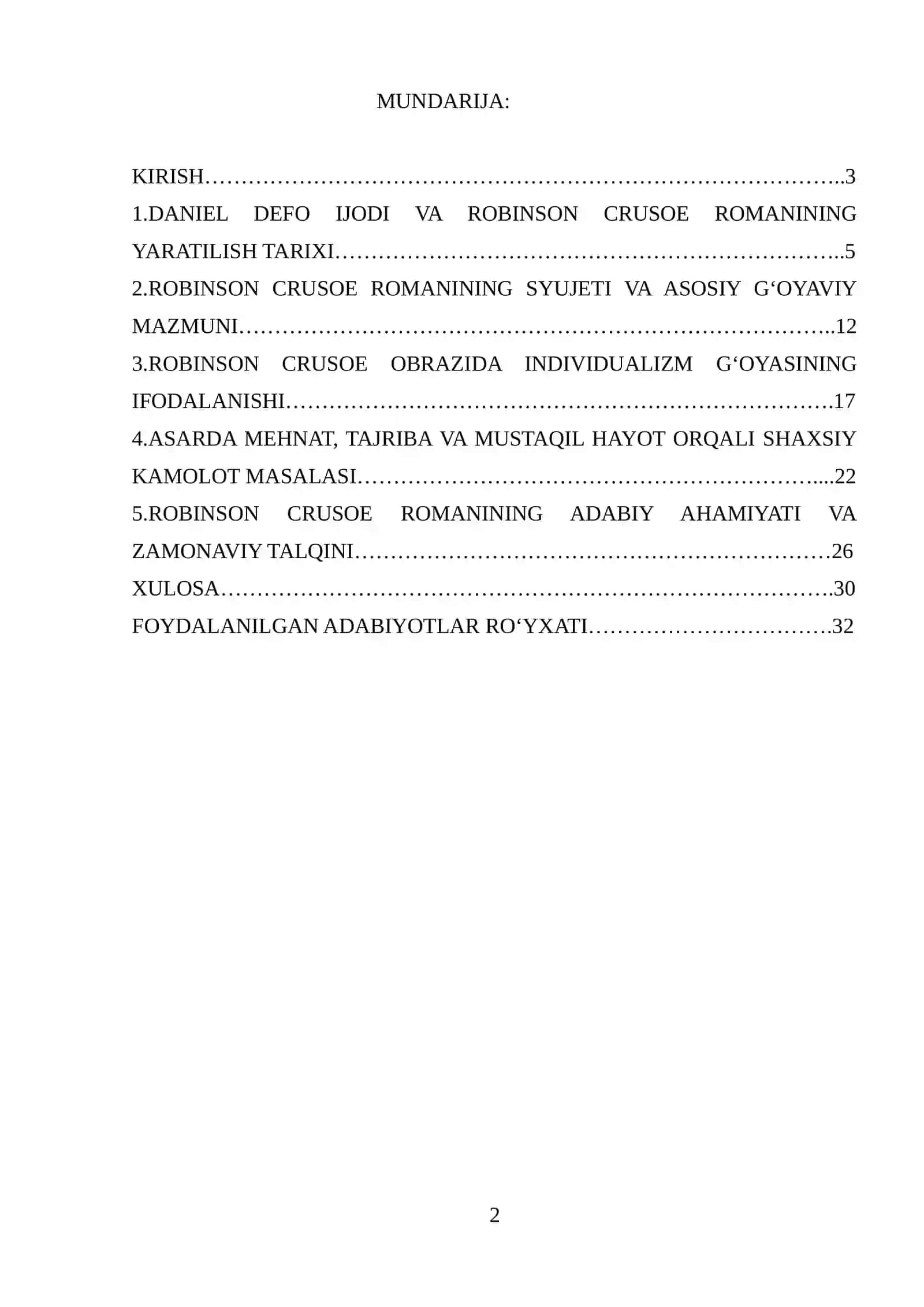 DANIEL DEFONING ROBINSON CRUSOE ROMANIDA INDIVIDUALIZM VA O'Z-O'ZINI TARBIYALASH G'OYASI 2