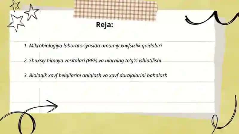 Mikrobiologiya laboratoriyasida xavfsizlik qoidalarini o'rganish 2