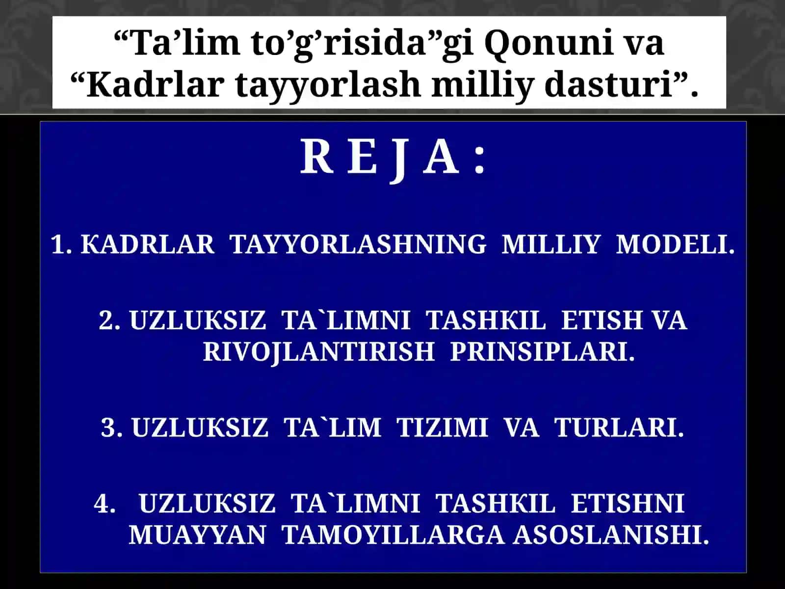 Kadrlar Tayyorlashning Milliy Modeli 2