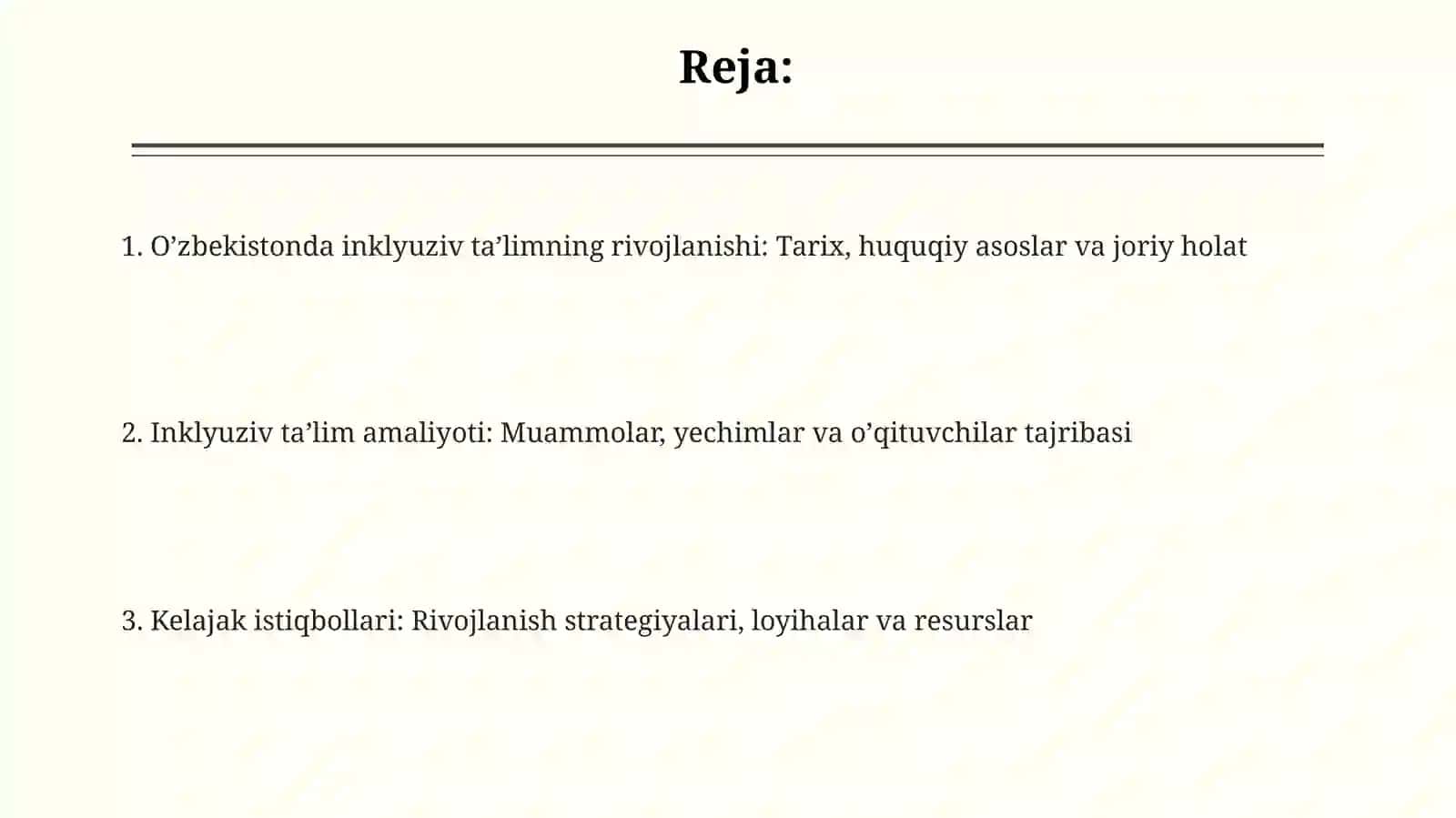 O'zbekiston Respublikasida inklyuziv ta'limning yo'lga qo'yilishi 2