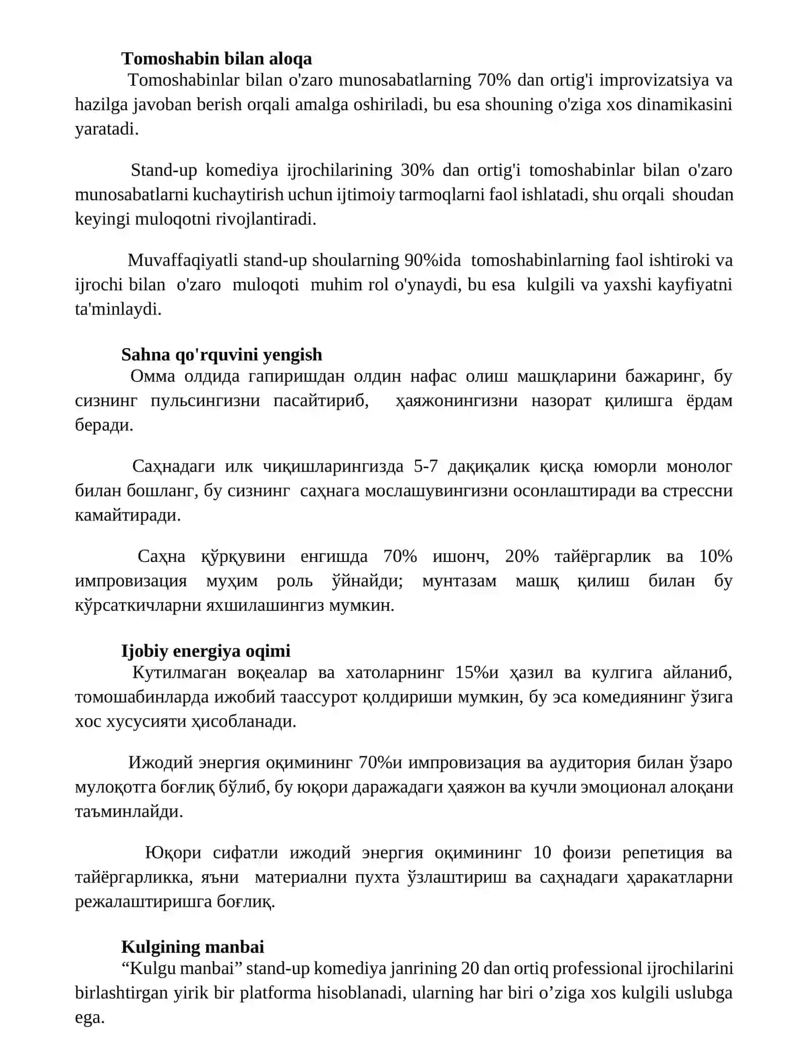 Стенд-ап комедиясининг қувончли томонини очиб берадиган, кулгили ва самимий ҳикоялар, кузатувлар ва ҳаёт ҳақидаги фикрлар тўплами 2