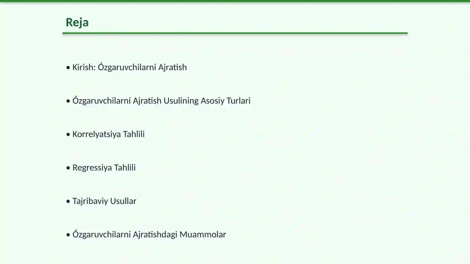 Ózgaruvchilarni Ajratish Usuli 2