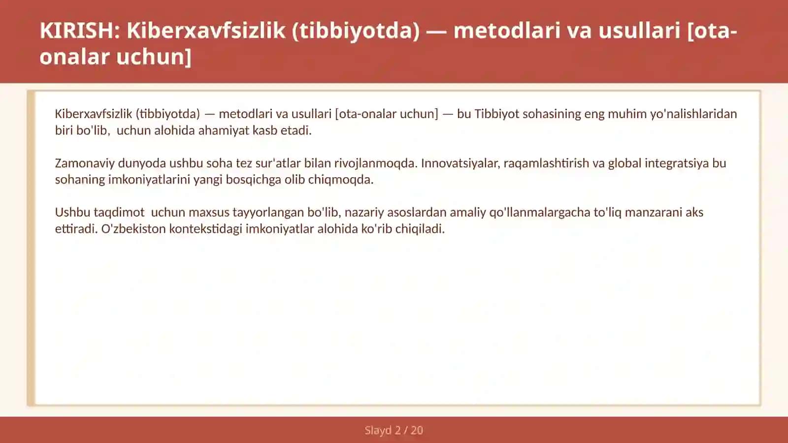 Kiberxavfsizlik (Tibbiyotda) — metodlari va usullari [Ota-onalar uchun] 2