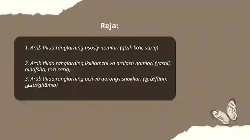Arab tilida ranglar 2