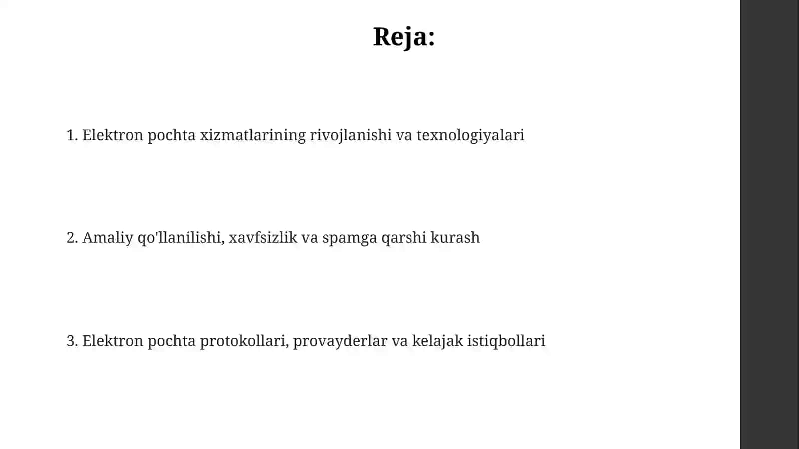 Elektron pochta xizmatlarining rivojlanishi va texnologiyalari 2