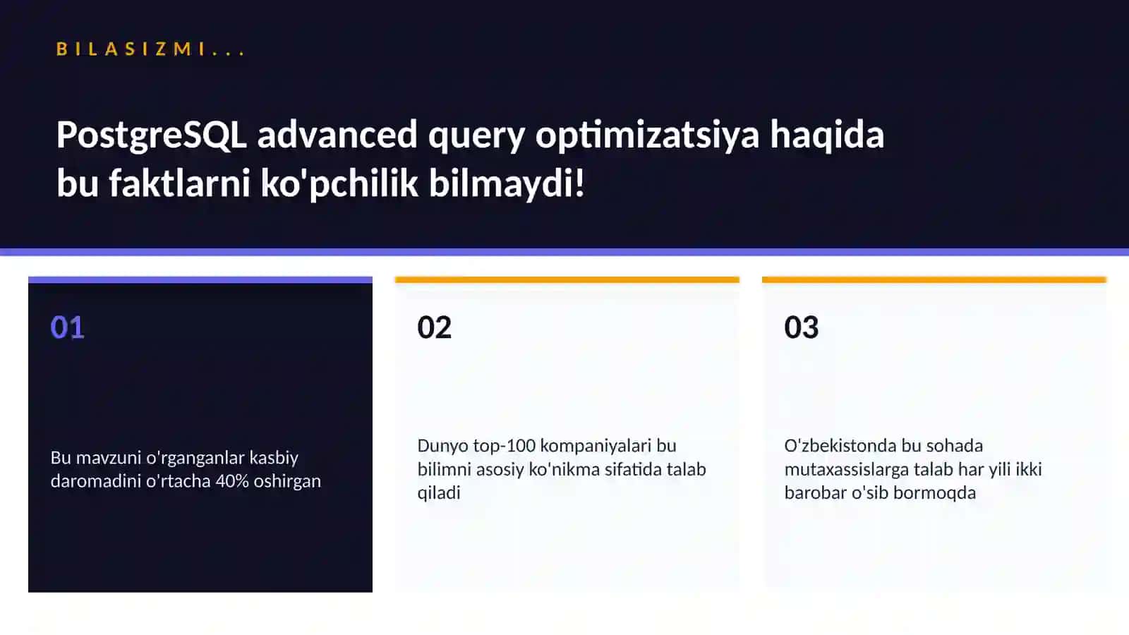 PostgreSQL advanced query optimizatsiya 2