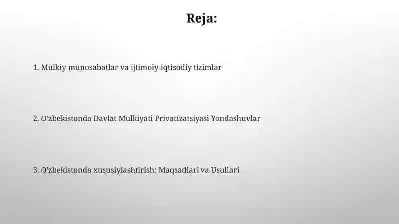 O'zbekistonda Xususiylashtirish: Maqsadlar va Vazifalar 2