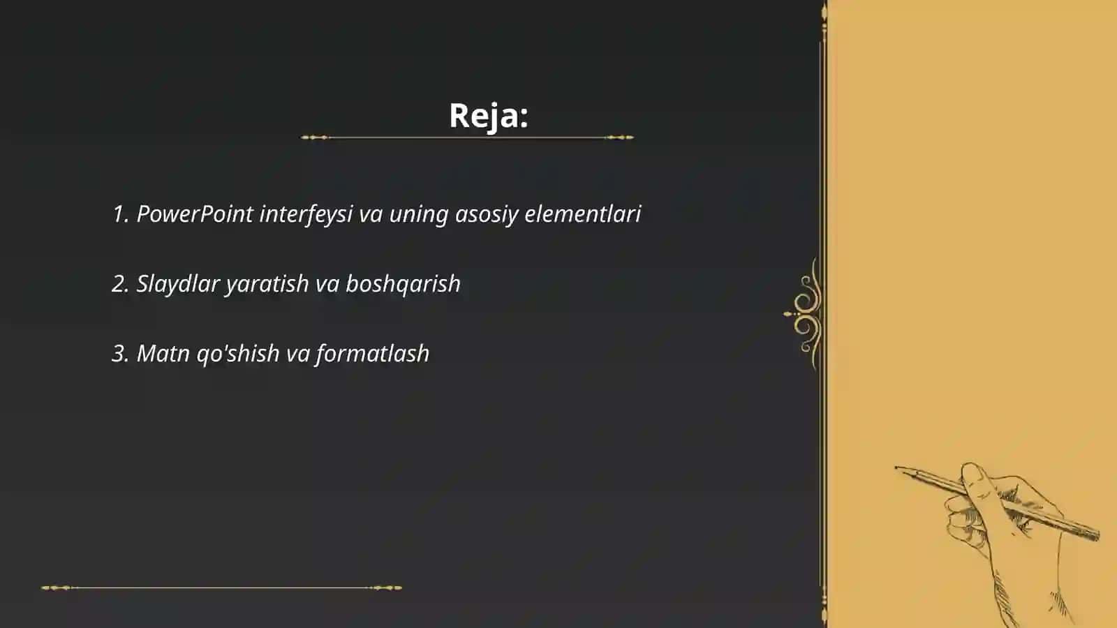 PowerPoint interfeysi va uning asosiy elementlari 2