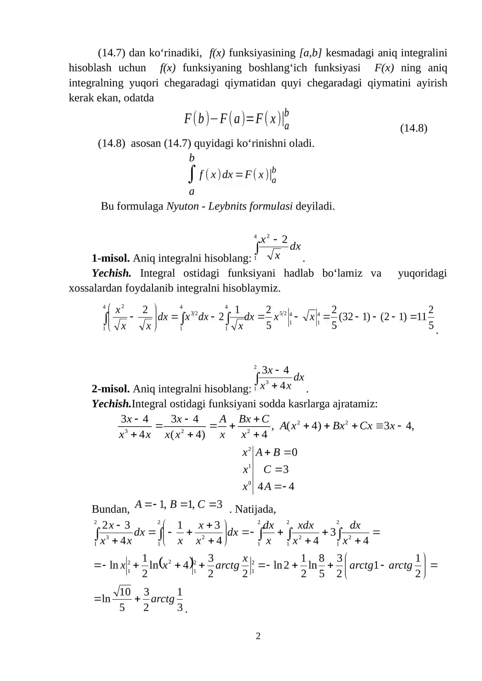 Nyuton-Leybnits formulasi 2