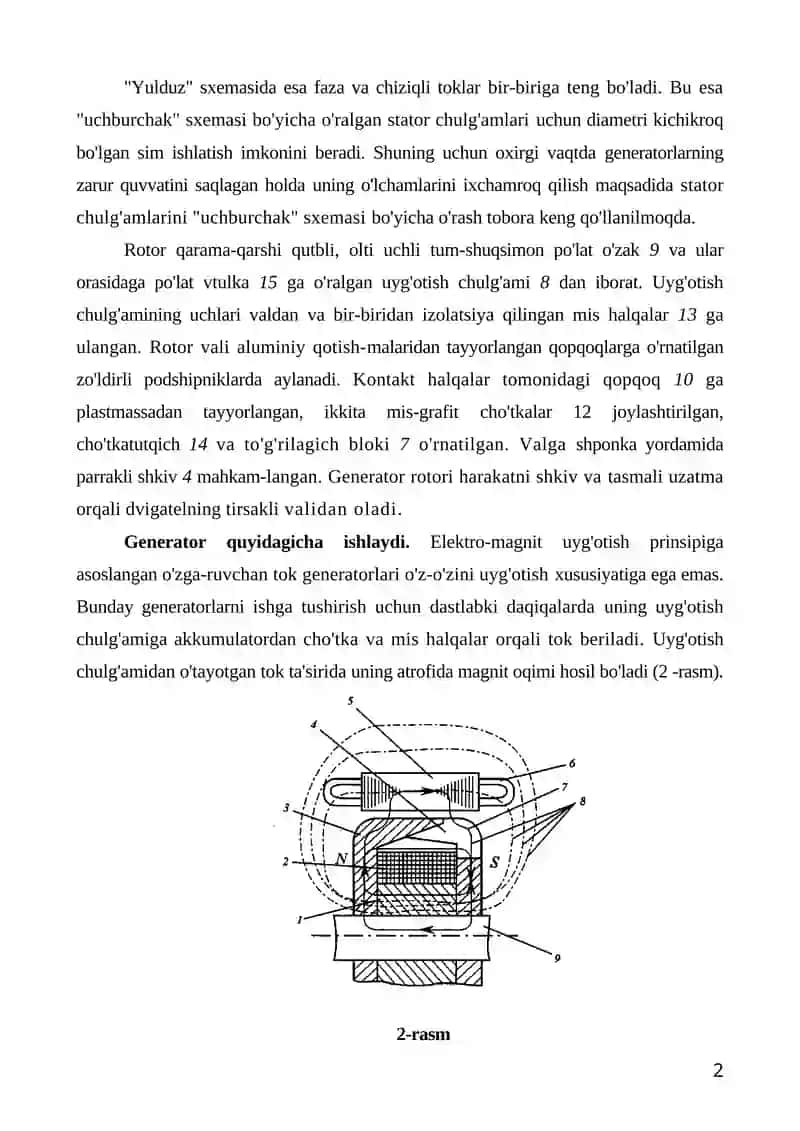 O’zgaruvchan tok generatori 2