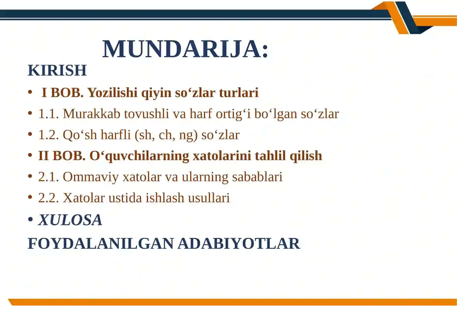 Boshlang‘ich sifatdan info‘quvchilarini yozilishiqiyin so‘zlarni yozishga o‘rgatish 2