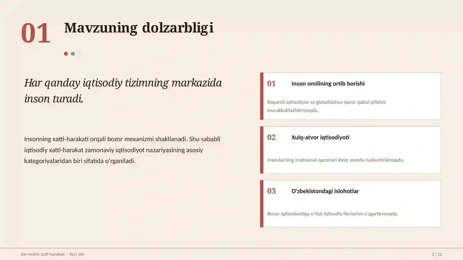 Iste'molchilar Xatti-Harakatining Asosiy Prinsiplari va Omillari (A+ Kurs Ishi / Prezentatsiya) 2