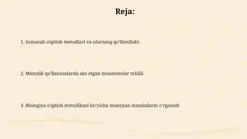 Biologiya o'qitish metodikasi 2