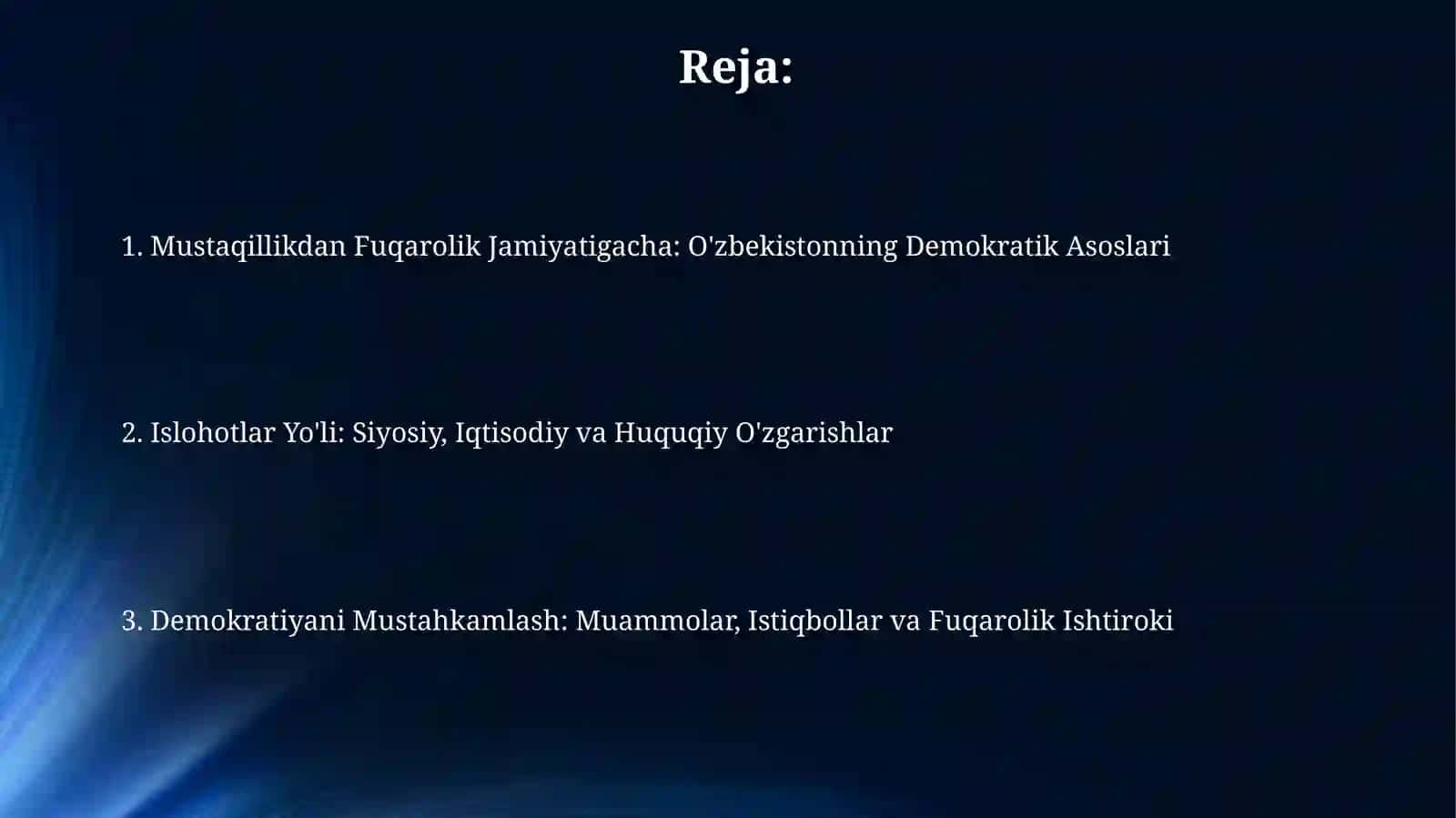 O'zbekistonda demokratik, fuqorolik jamiyati asoslarining shakllanishi 2