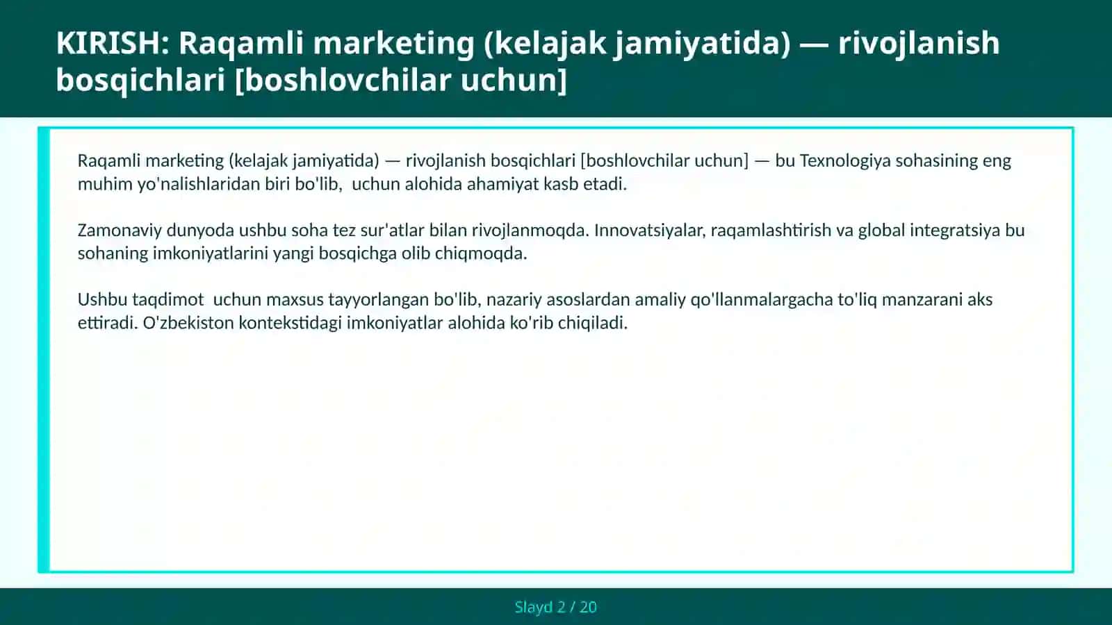 Raqamli marketing (kelajak jamiyatida) — rivojlanish bosqichlari [boshlovchilar uchun] 2