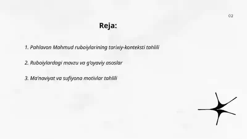 Pahlavon Mahmud ruboiylari tahlili 2