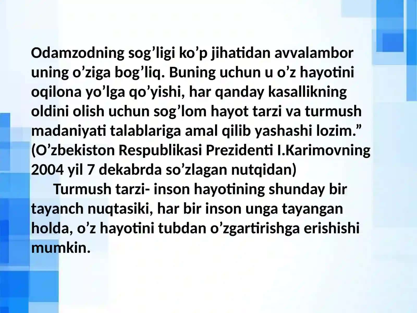 SOGʻLIK - OLIY QADRIYAT 2