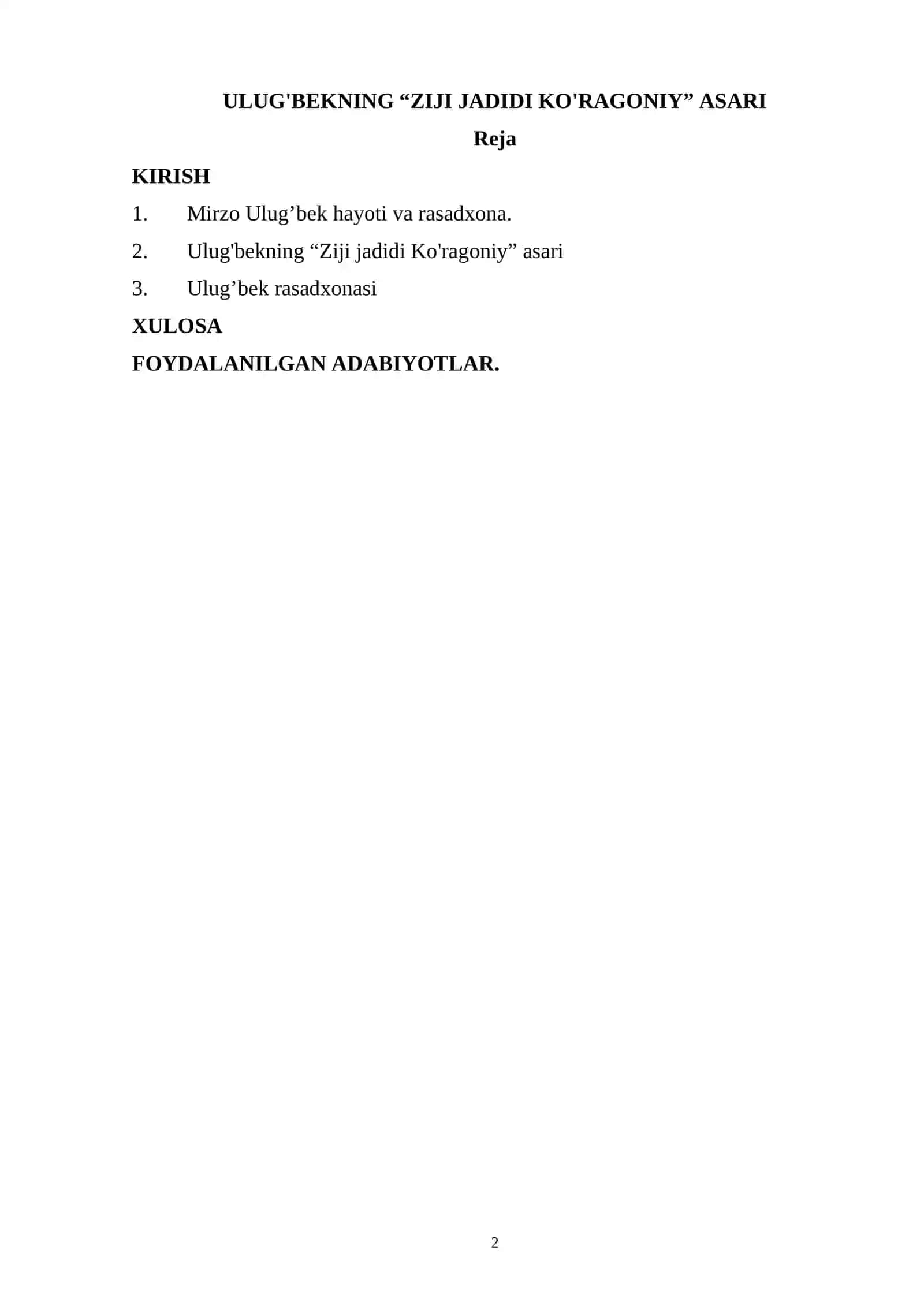 ULUG'BЕKNING “ZIJI JADIDI KO'RAGONIY” ASARI 2