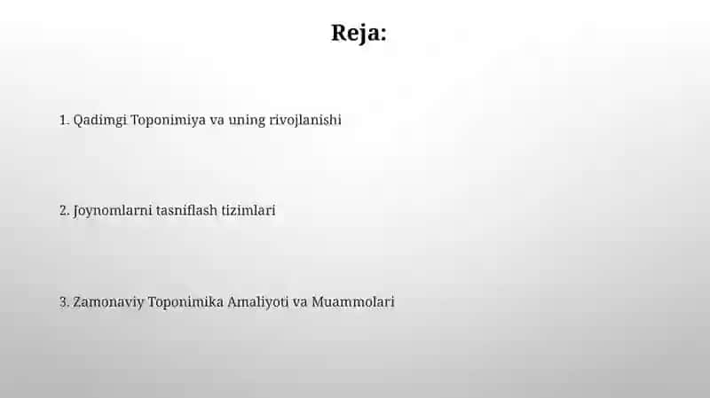 Toponimlar klassifikatsiyasi va ularni turlarga Ajratish mezonlari 2