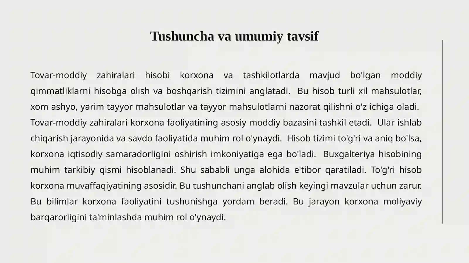 TOVAR-MODDIY ZAHIRALARI HISOBI 2