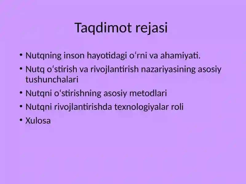 Nutqo'stirish va rivojlantirish nazariyasi 2