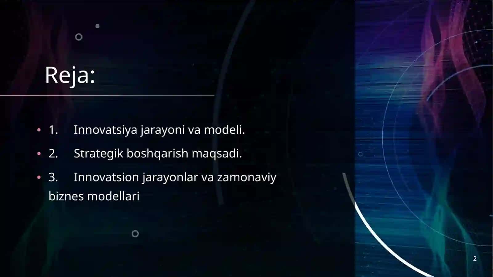 Innovatsiya jarayoni va modeli. Strategik boshqarish maqsadi 2