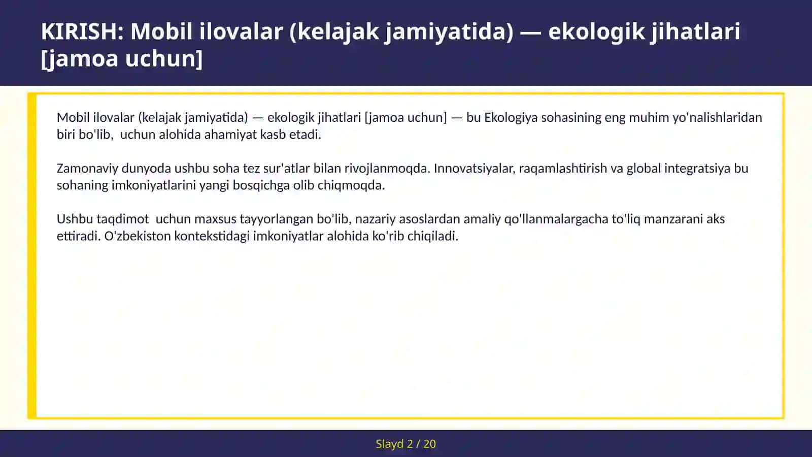 MOBIL ILOVALAR (KELAJAK JAMIYATIDA) — EKOLOGIK JIHATLARI [JAMOA UCHUN] 2