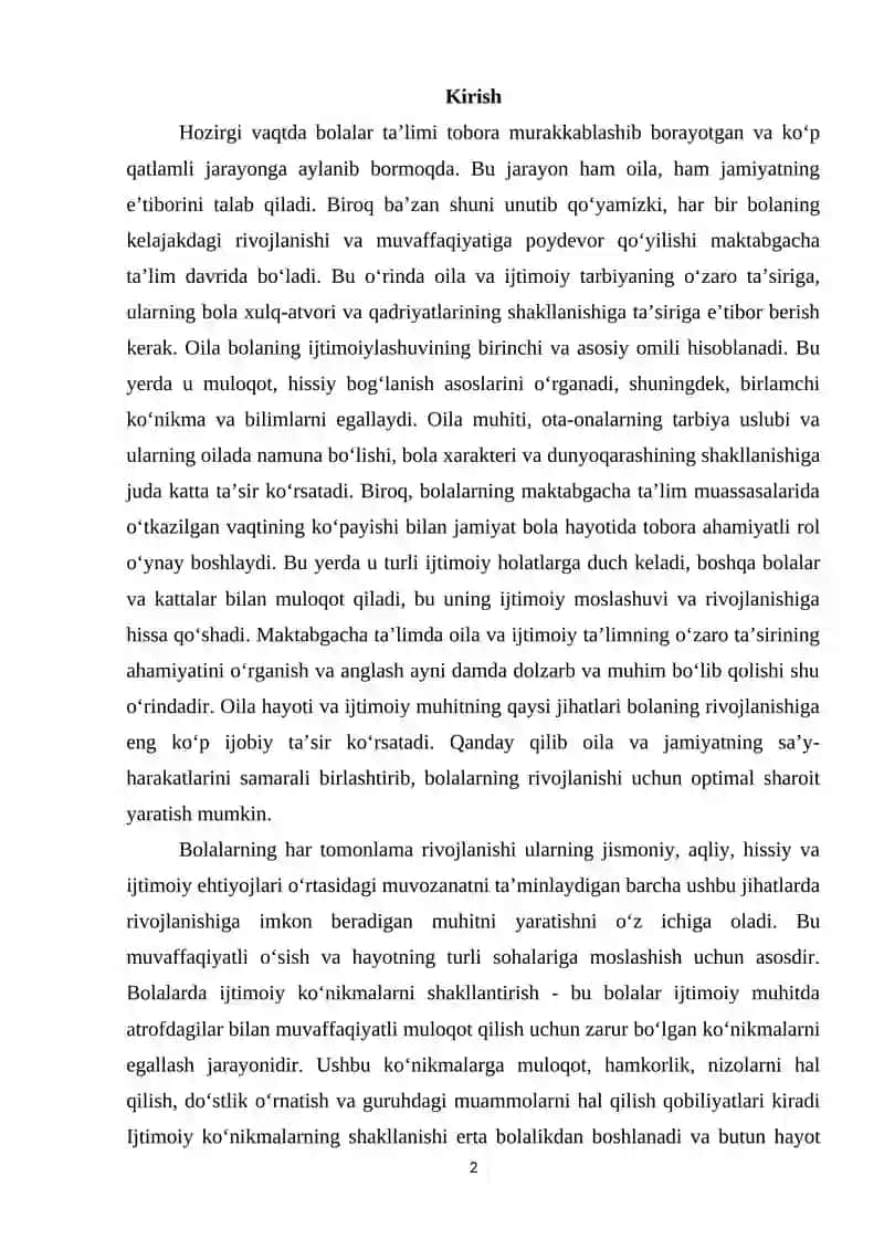Maktabgacha ta’lim tashkilkoitlari va oila hamkorligida nutq o‘stirishning tizimli tashkillanishi 2