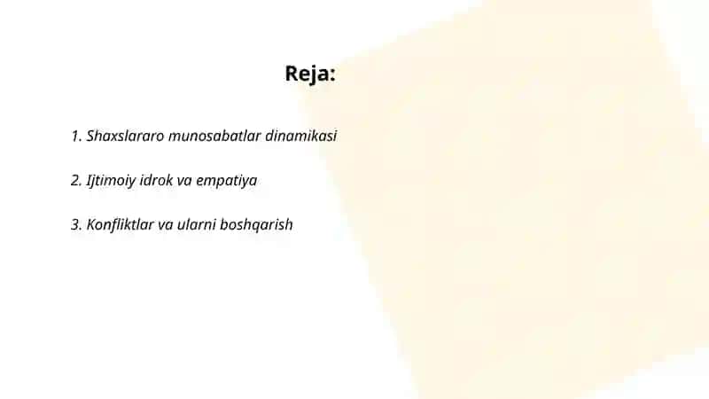 Shaxslararo munosabatlar psixologiyasi 2