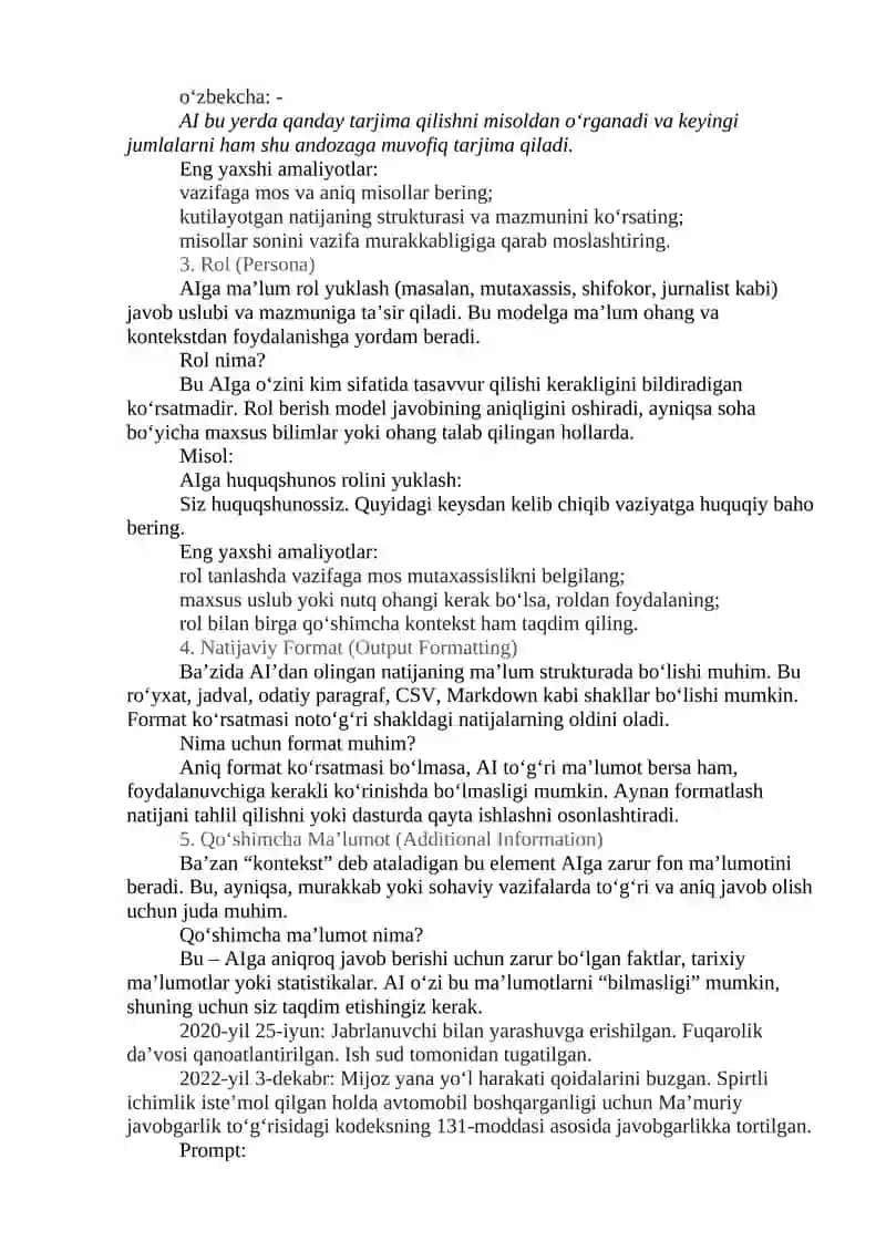 Prompt muhandisligi 2