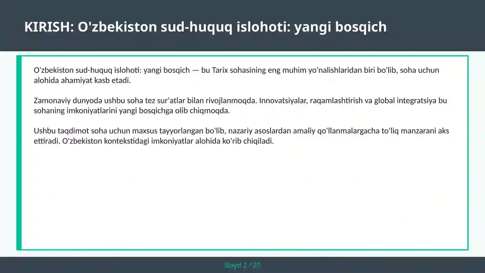 O'zbekiston sud-huquq islohoti: yangi bosqich 2