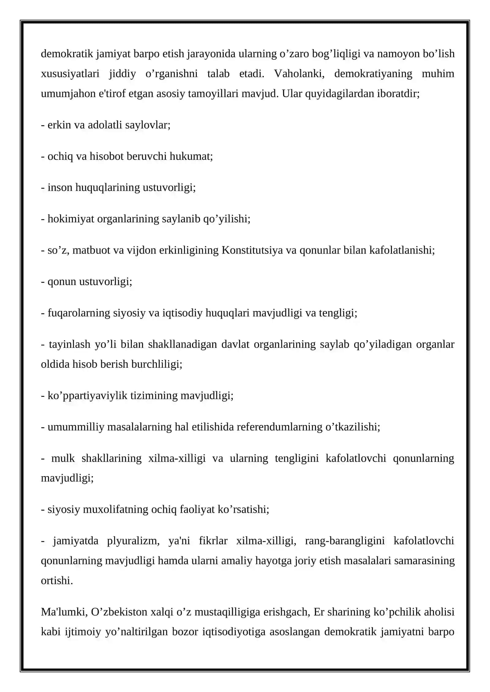 O‘zbekistonda demokratik jamiyatni shakllashtirish yo‘lidagi ishlar 2