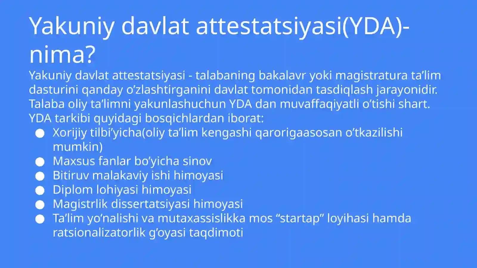 Yakuniy Davlat Attestatsiyasi 2