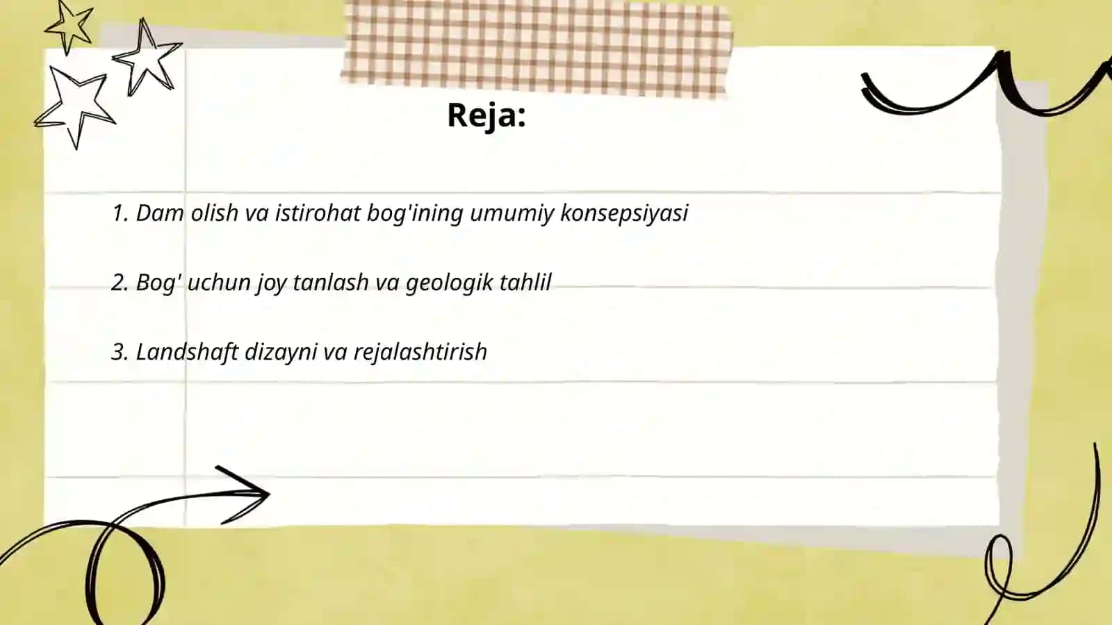 Dam olish va istirohat bog'ini loyihalash 2