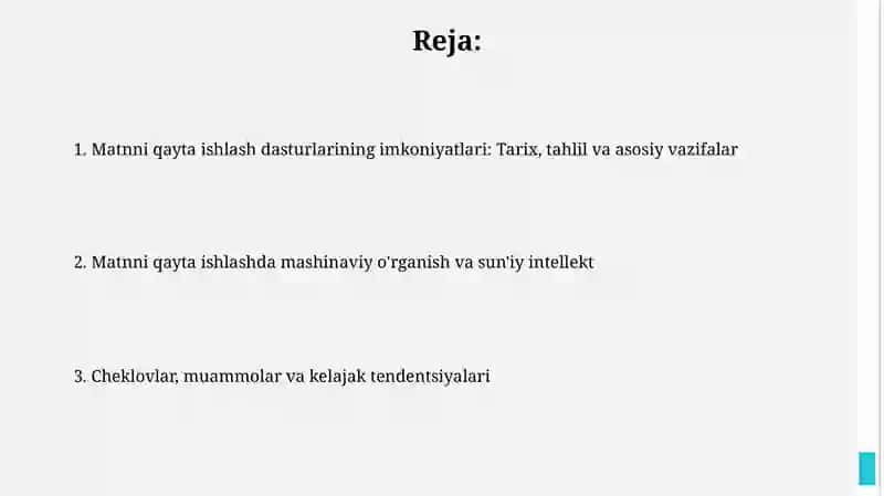 Matnni qayta ishlash dasturlarining imkoniyatlari 2