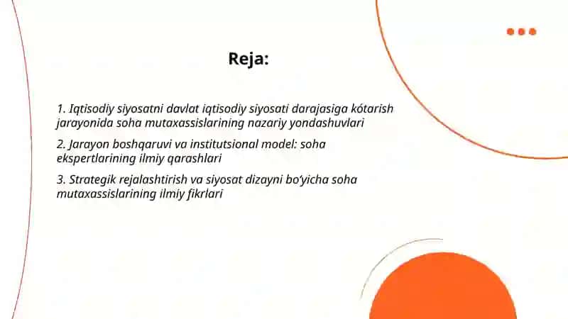 Iqtisodiy siyosatning davlat iqtisodiy siyosati darajasiga kótarish jarayonida soha mutaxasislarini ilmiy qarashlari 2