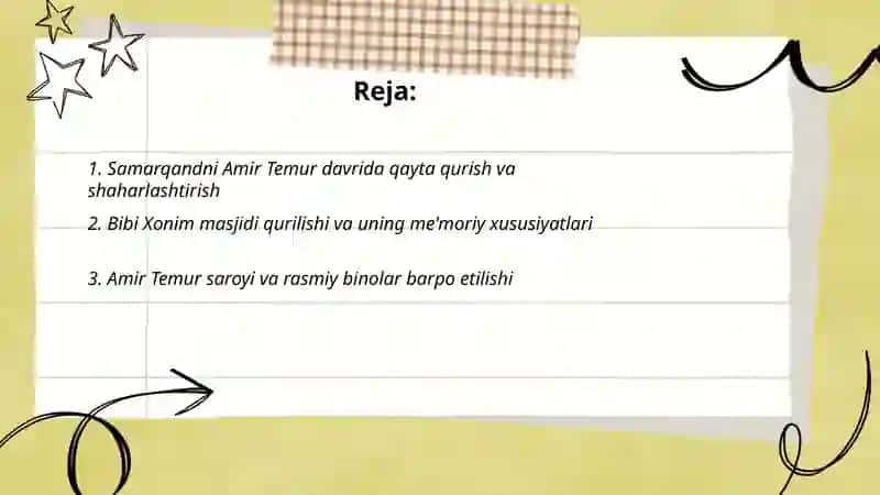 Amir Temur hukmronligi davrida bunyodkorlik ishlari 2