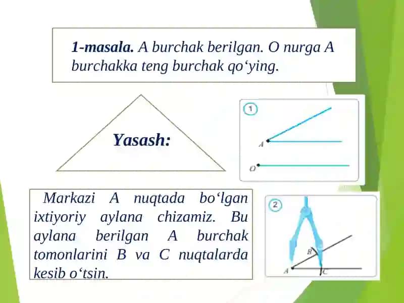 Berilgan burchakka teng burchak yasash 2