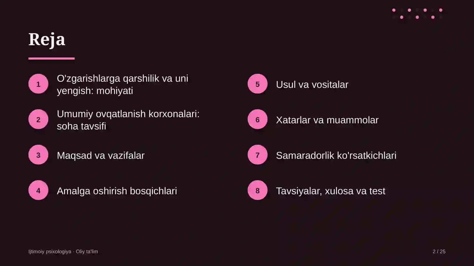 umumiy ovqatlanish korxonalarida o'zgarishlarga qarshilik va uni yengish 6103 2