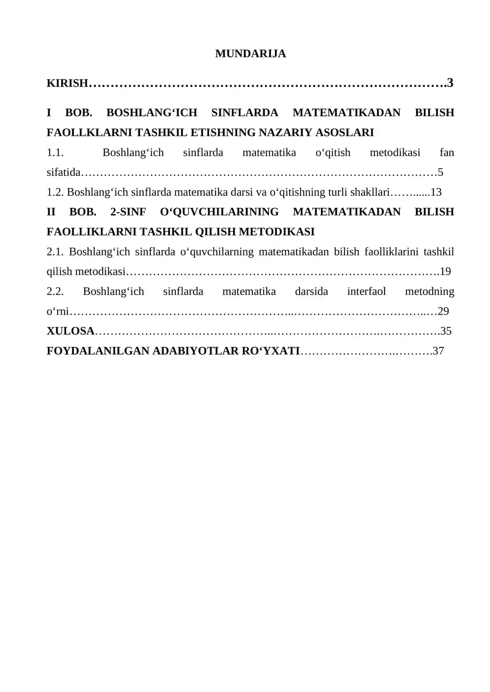 BOSHLANG‘ICH SINFLARDA MATEMATIKADAN O‘QUVCHILARNING BILISH FAOLLIGINI OSHIRISH METODIKASI. ( 2-SINF MIISOLIDA) 2