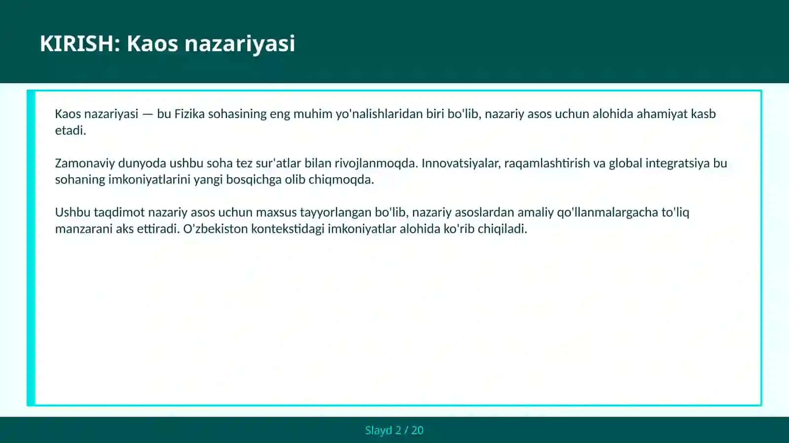 KAOS NAZARIYASI 2