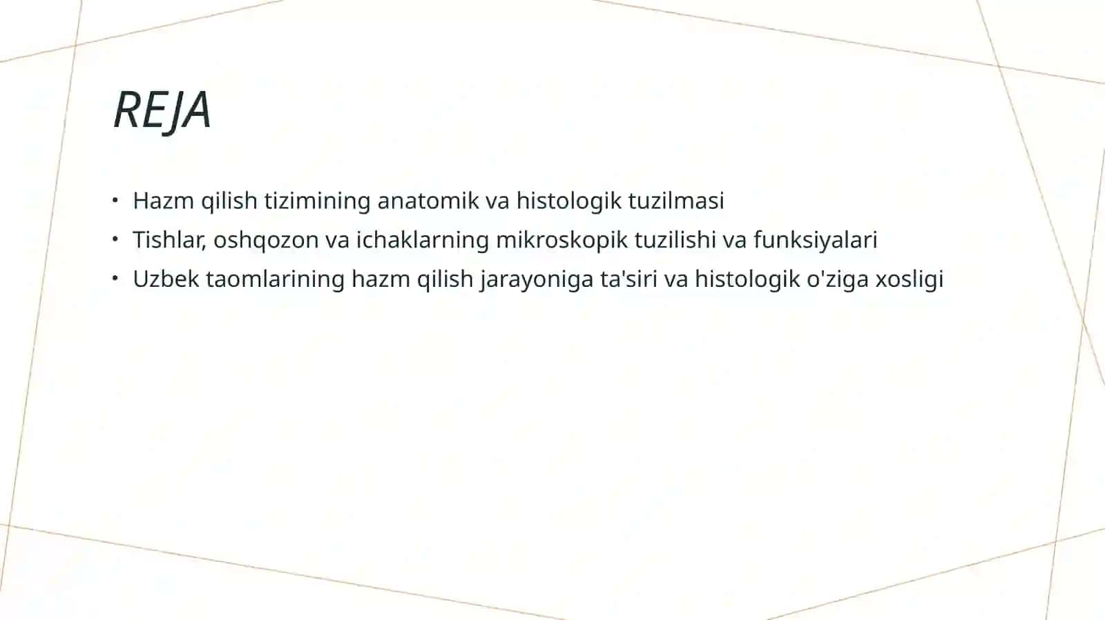 Hazm qilish sistemasi. Gistologiya fani 2