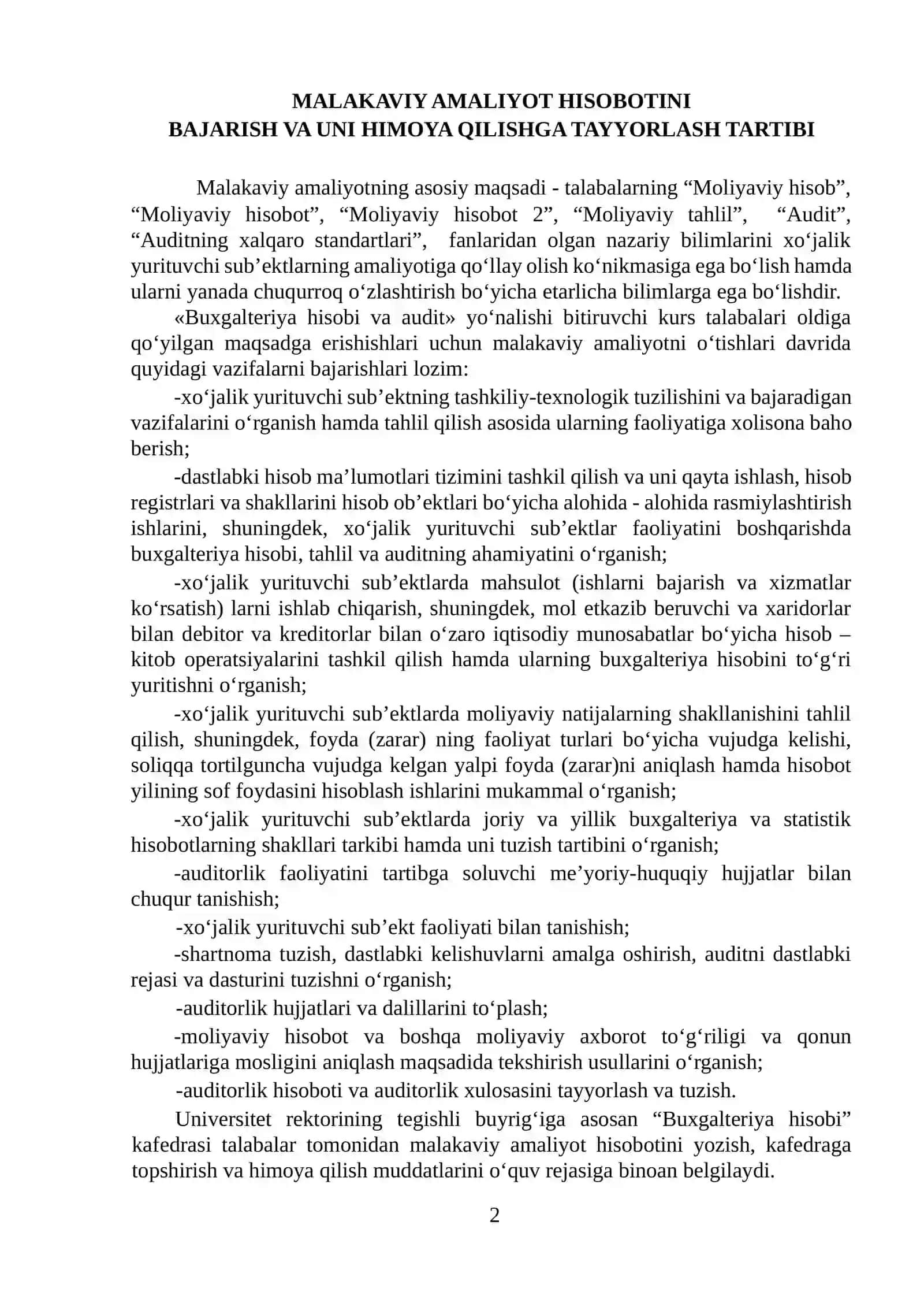 Amaliyot. “O’zbekistoj Kasaba uyushmalari Federatsiyasi Kapital qurilish boshqarmasi “ 2